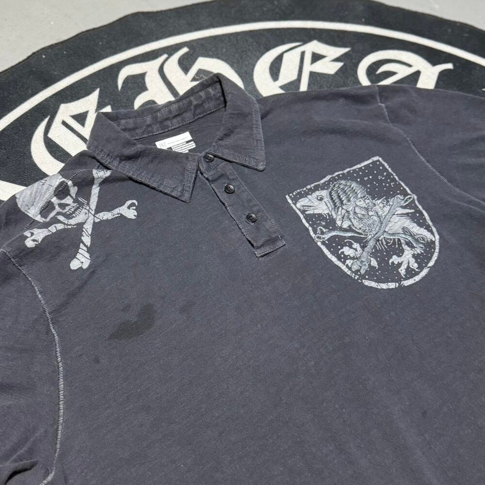 Black and White Skull Y2K Crossbone Polo shirt